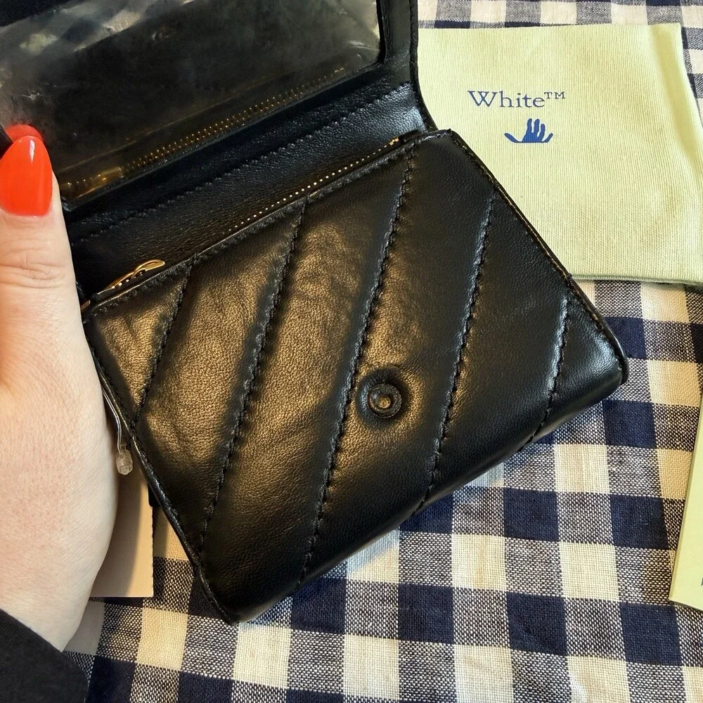 Authentic Off-White Jackhammer French Leather Black Wallet *NEW WITH FLAW* - Picture 7 of 11